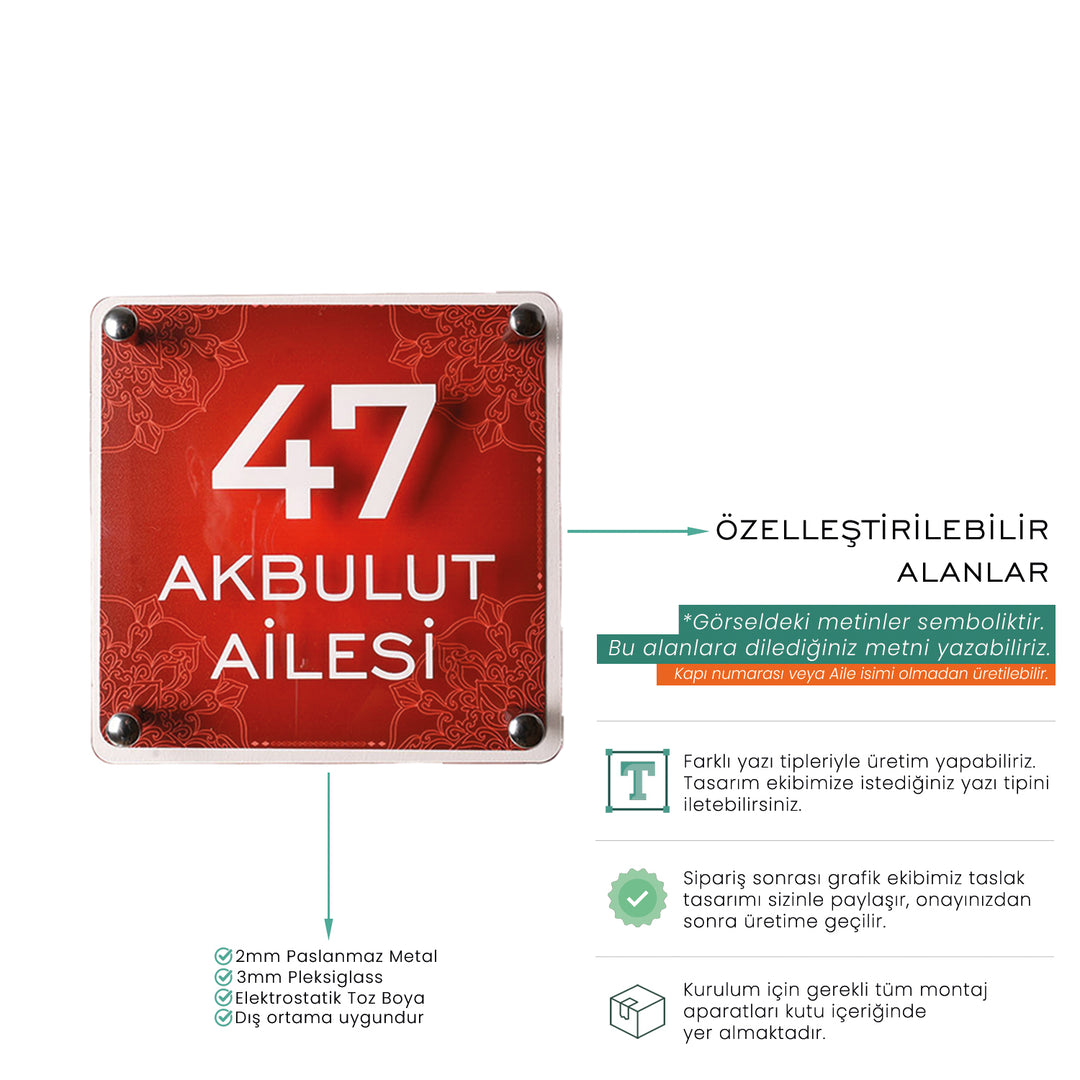 Ava Geleneksel Desenli Kapı İsimliği