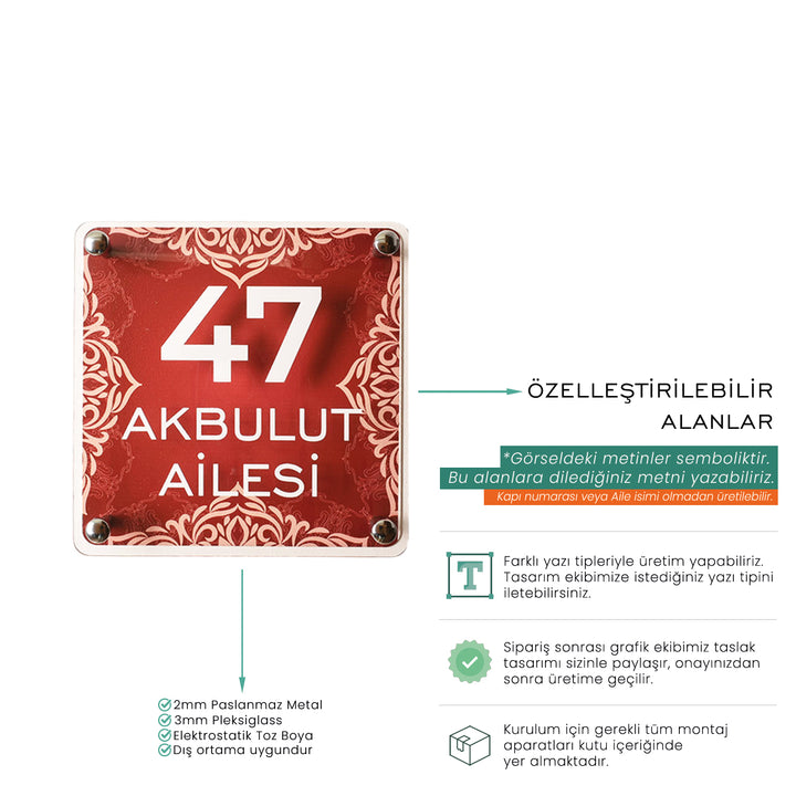 Celeste Geleneksel Desenli Kapı İsimliği