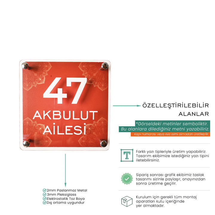 Laura Geleneksel Desenli Kapı İsimliği