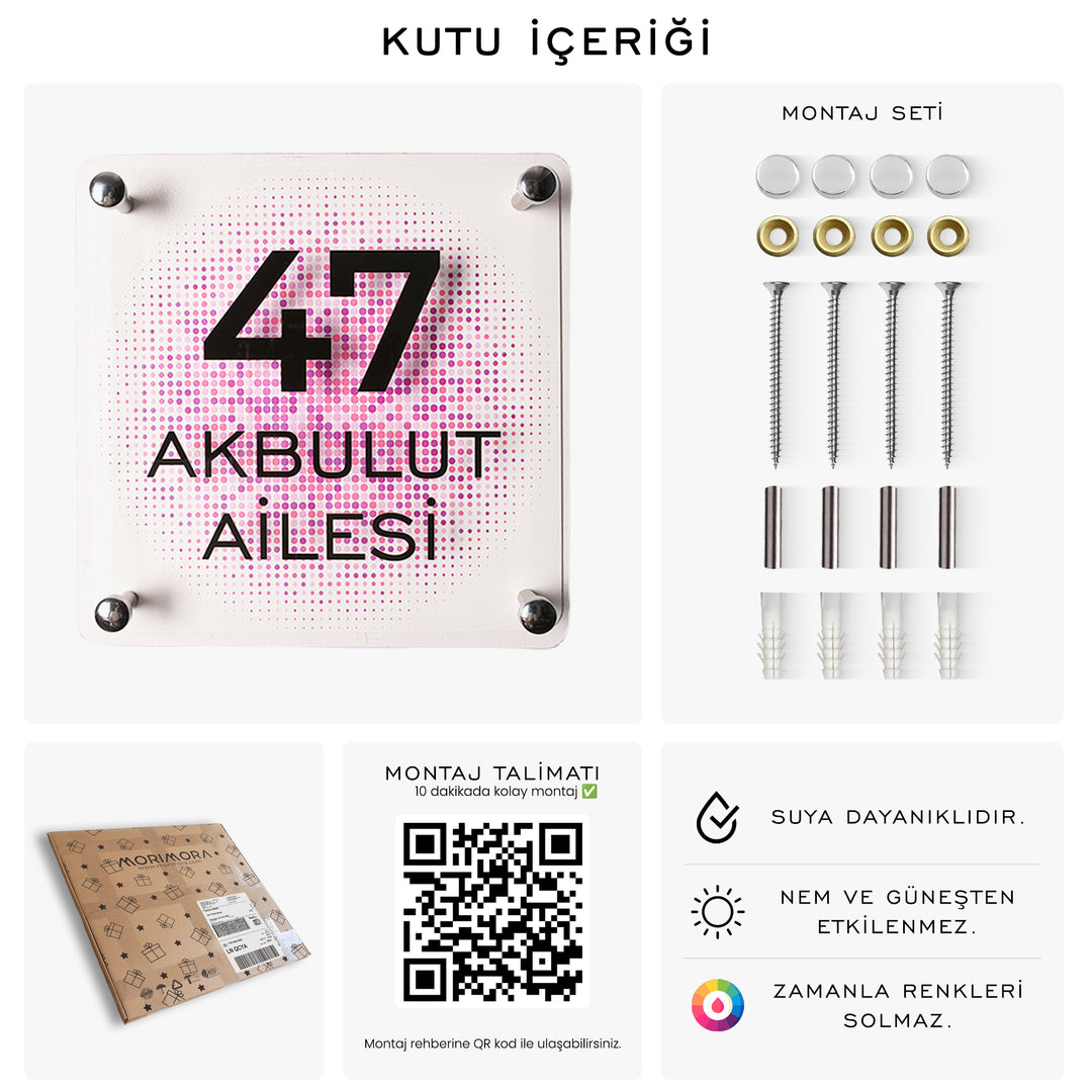 Nokta Desenli Beyaz Kapı İsimliği
