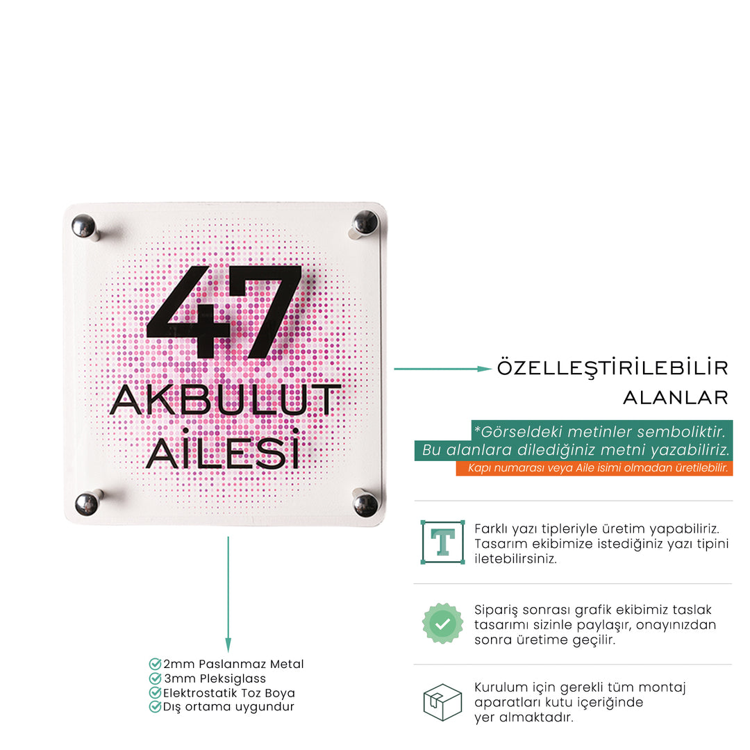Nokta Desenli Beyaz Kapı İsimliği