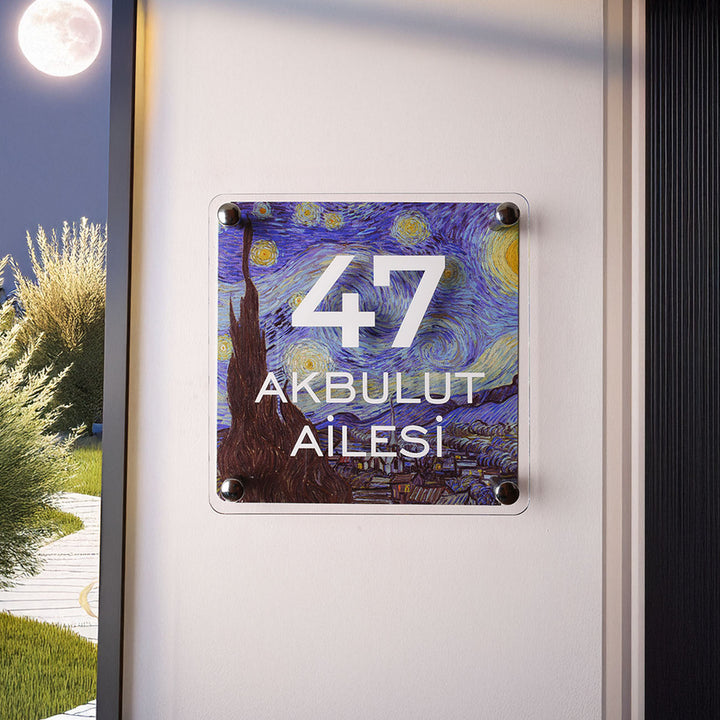 Van Gogh Yıldızlı Gece Kapı İsimliği