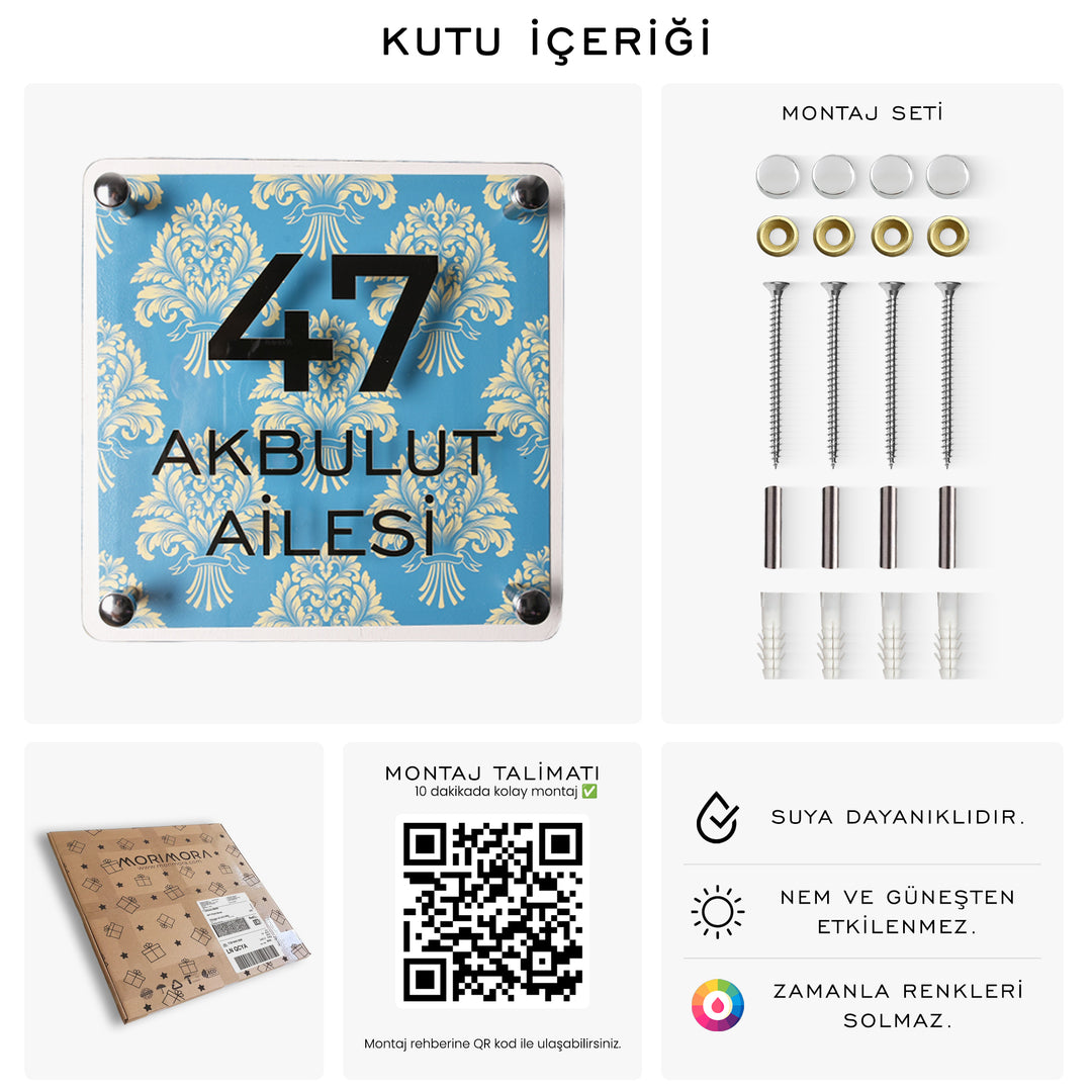 Geleneksel Desenli Mavi Kapı İsimliği