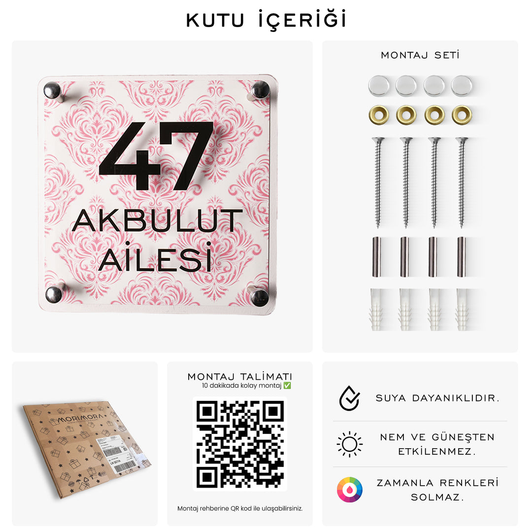 Geleneksel Desenli Pembe Kapı İsimliği