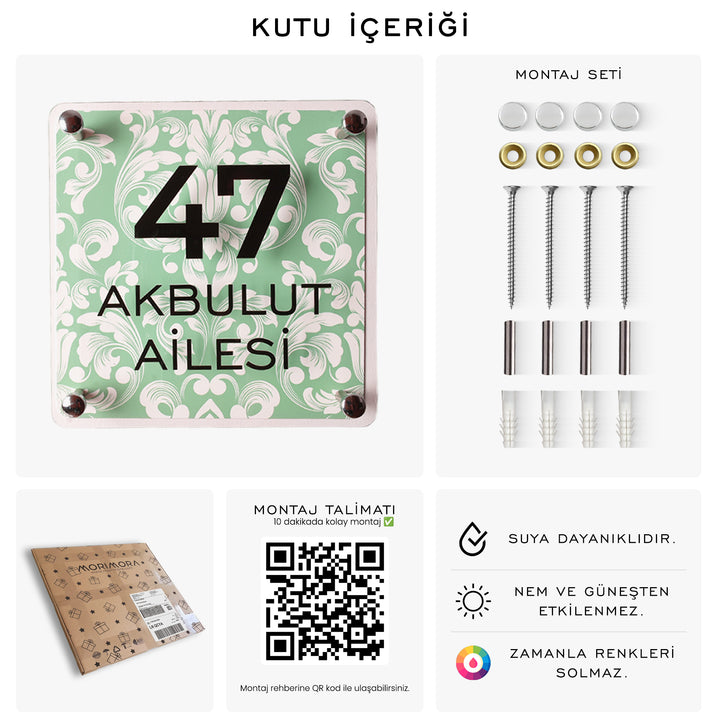Geleneksel Desenli Yeşil Kapı İsimliği