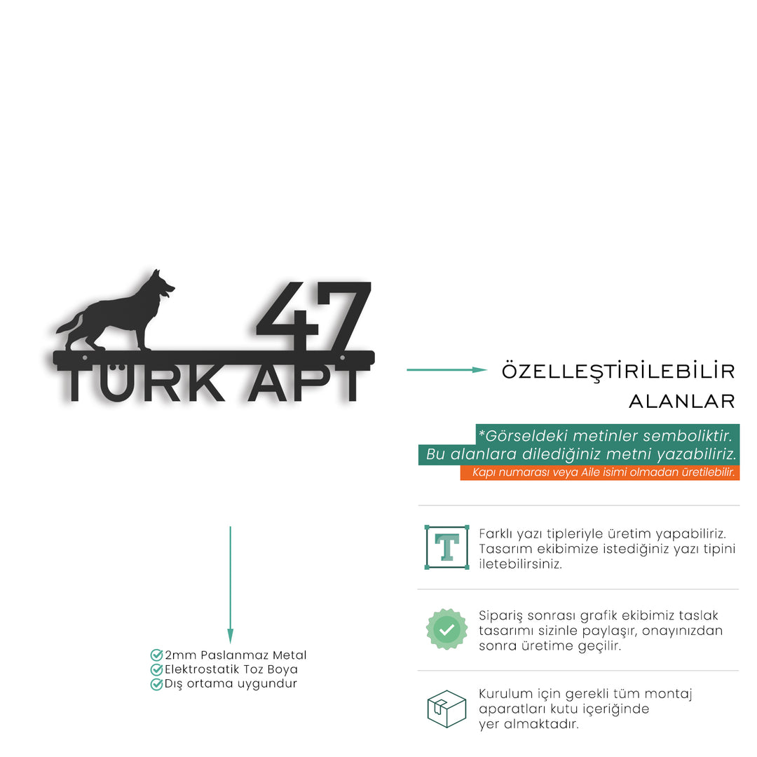 Kişiye Özel Köpek Temalı Kapı İsimliği - Set-5