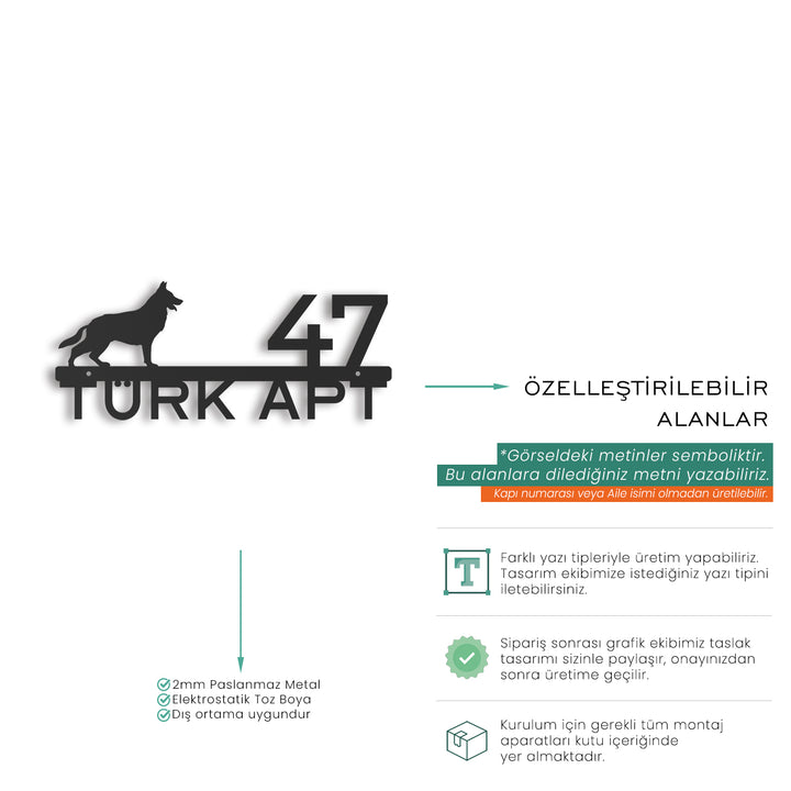 Kişiye Özel Köpek Temalı Kapı İsimliği - Set-5