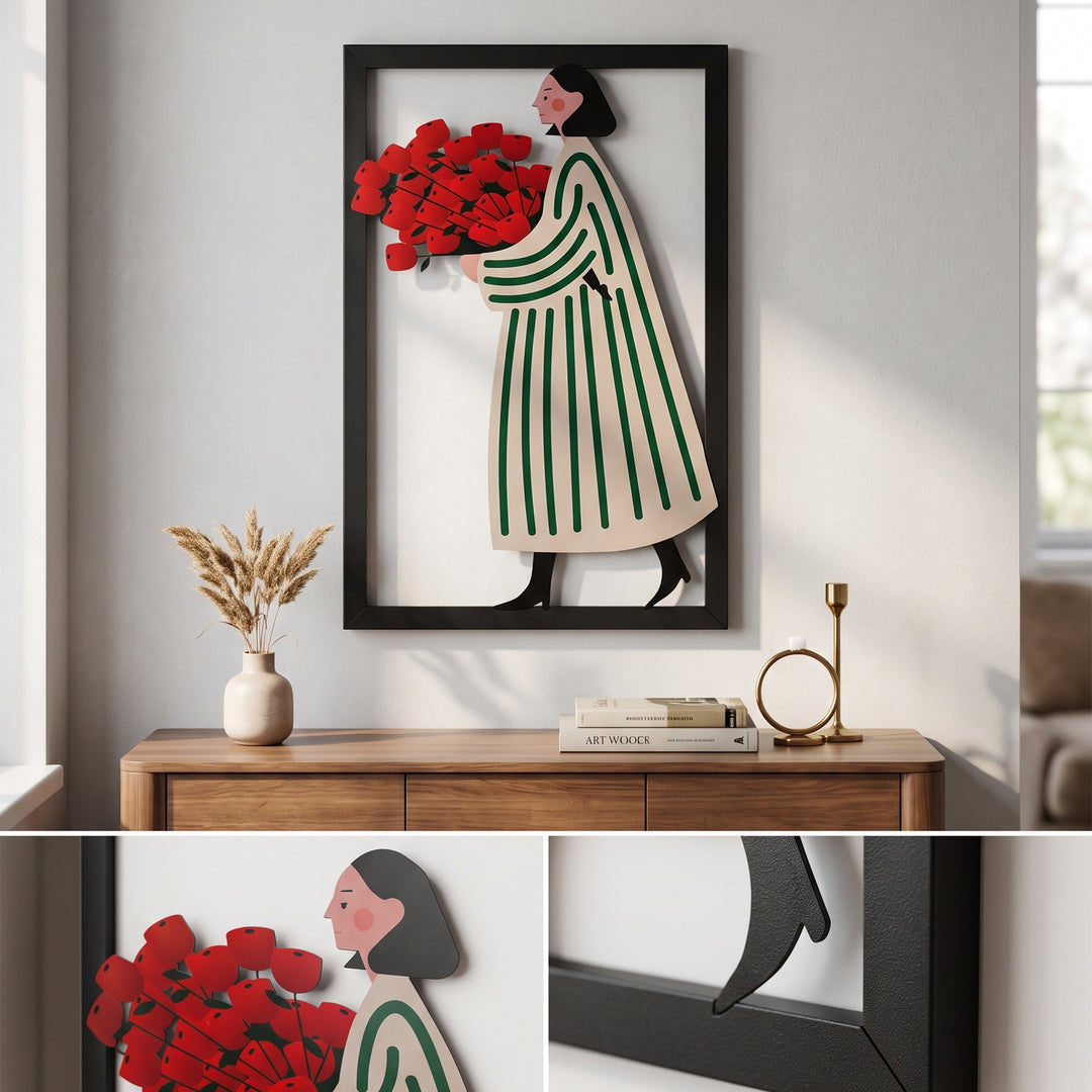Rose Lady Metal Tablo