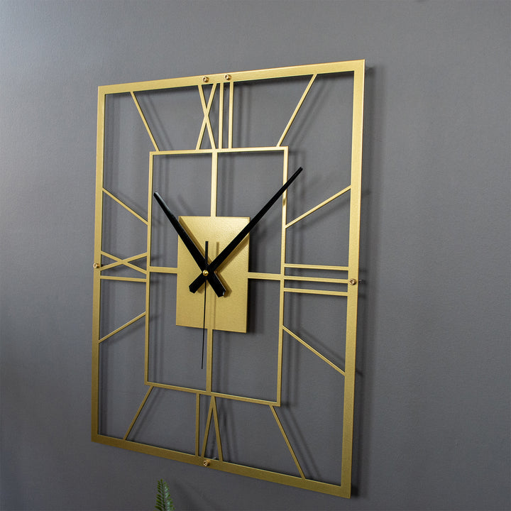Roman Rectangle Metal Wall Clock