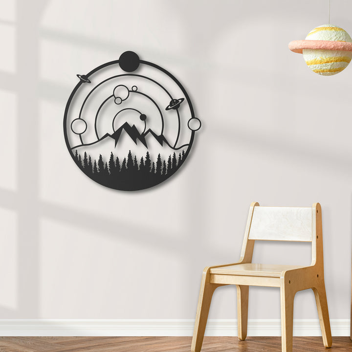Space and Nature Metal Wall Painting
