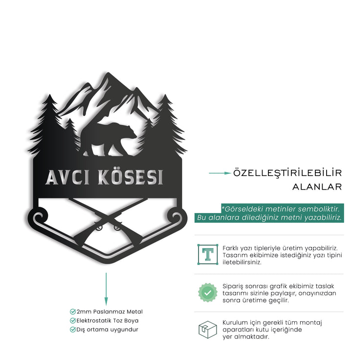 Avcılık Temalı Kişiselleştirilebilir Monogram