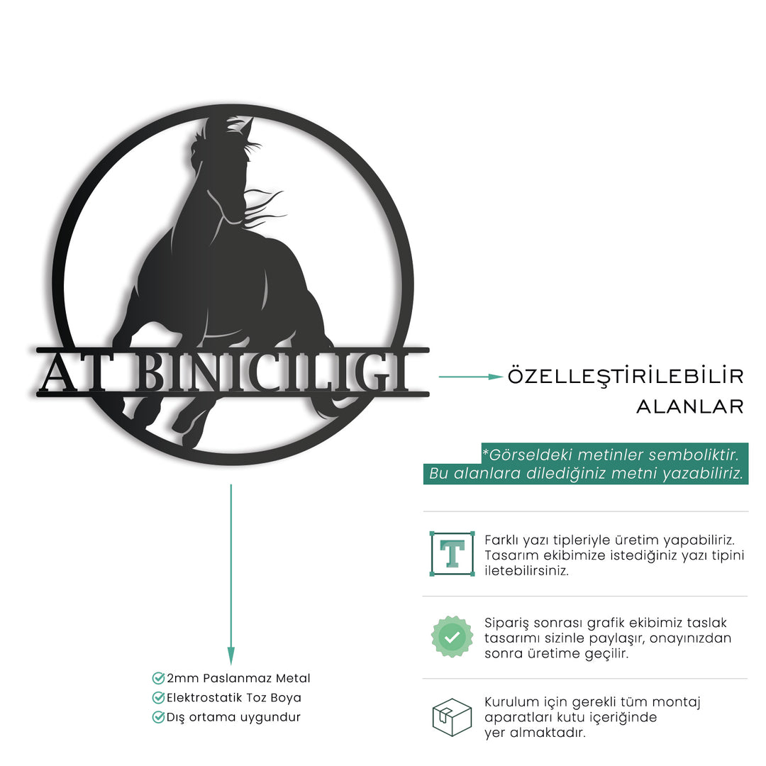 Kişiye Özel At Temalı Metal İsimlik