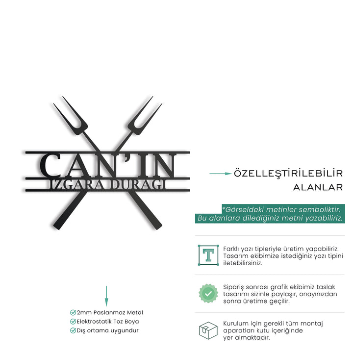 Kişiye Özel Barbekü Temalı Metal İsimlik