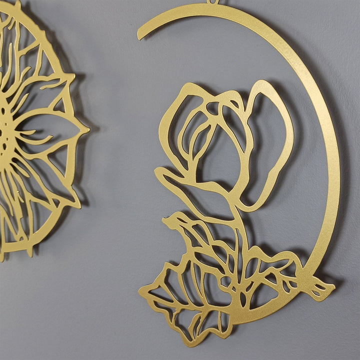 Floral Moon Phases Metal Duvar Tablosu - morimora.com