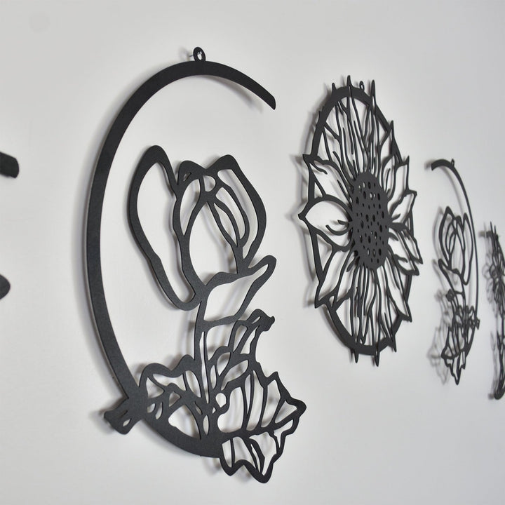 Floral Moon Phases Metal Duvar Tablosu - morimora.com