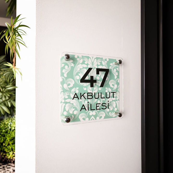 Geleneksel Desenli Yeşil Kapı İsimliği - morimora.com