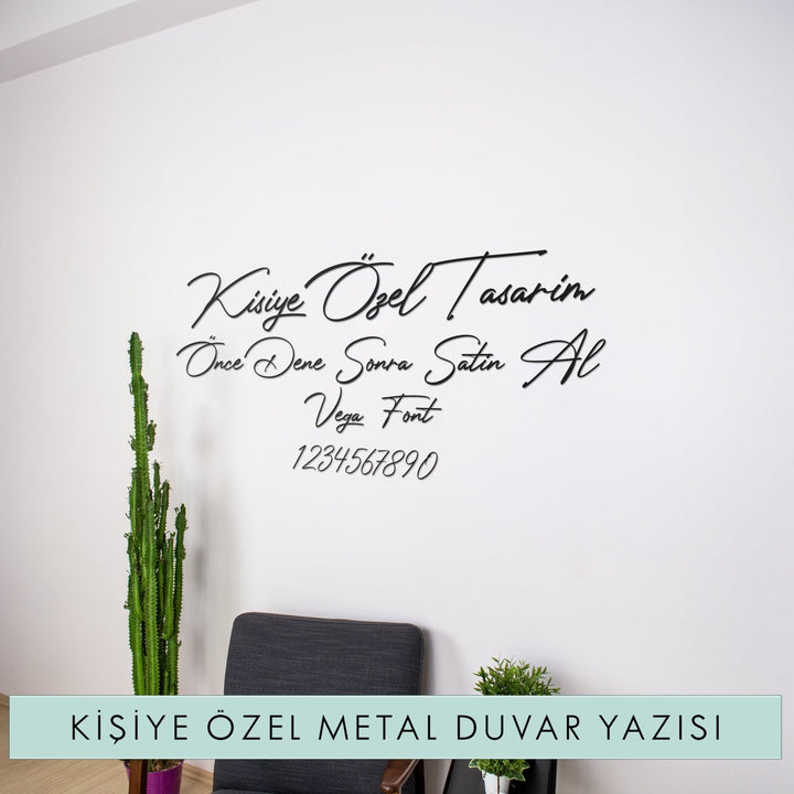 Kişiselleştirilmiş Metal Duvar Yazısı Vega - morimora.com
