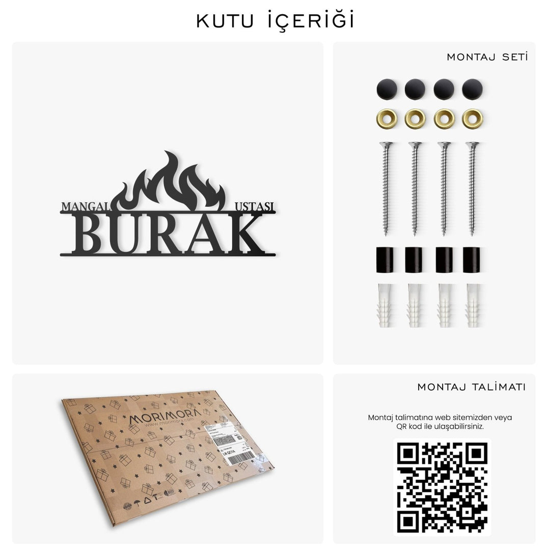 Kişiye Özel Ateş ve Barbekü Temalı Metal İsimlik - morimora.com