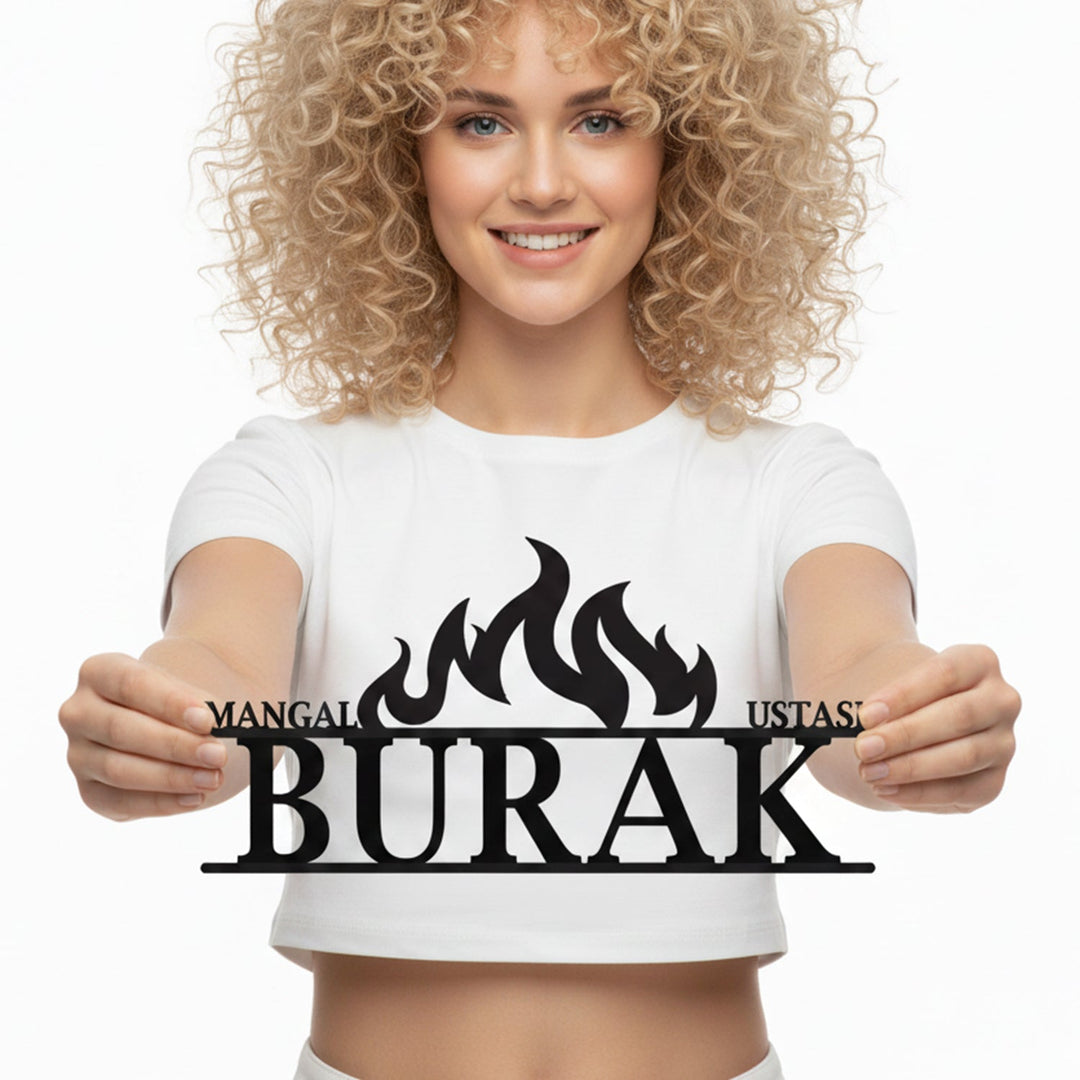 Kişiye Özel Ateş ve Barbekü Temalı Metal İsimlik - morimora.com