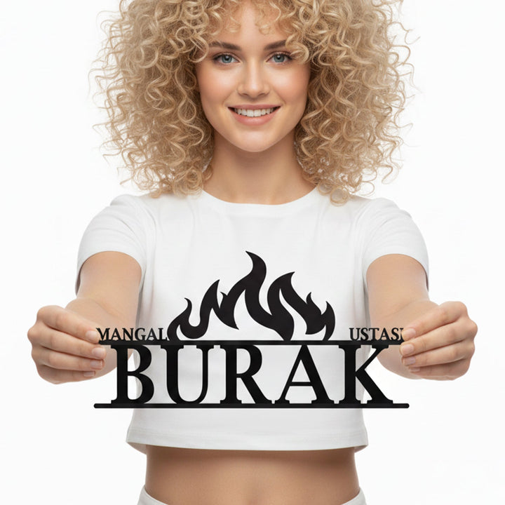 Kişiye Özel Ateş ve Barbekü Temalı Metal İsimlik - morimora.com
