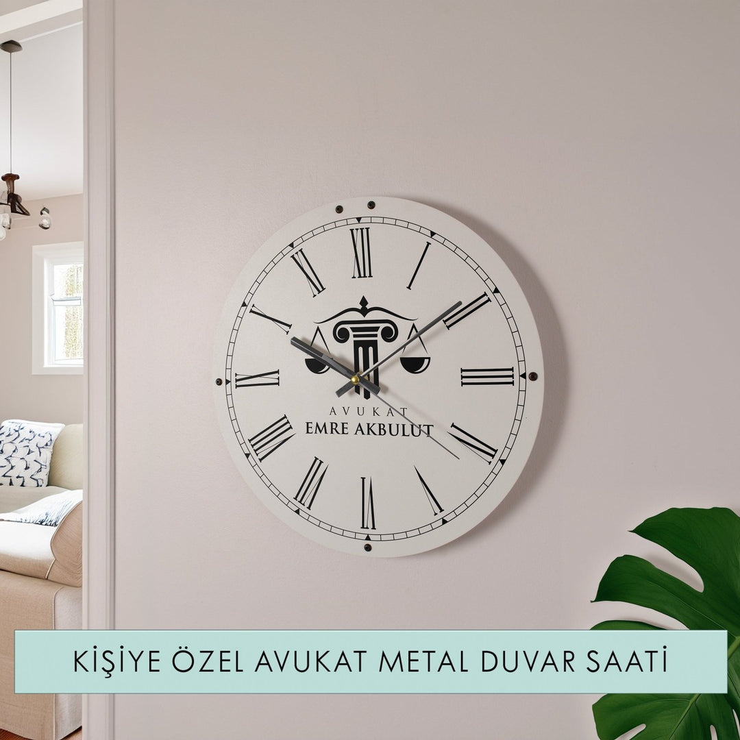 Kişiye Özel Avukat Metal Duvar Saati - morimora.com