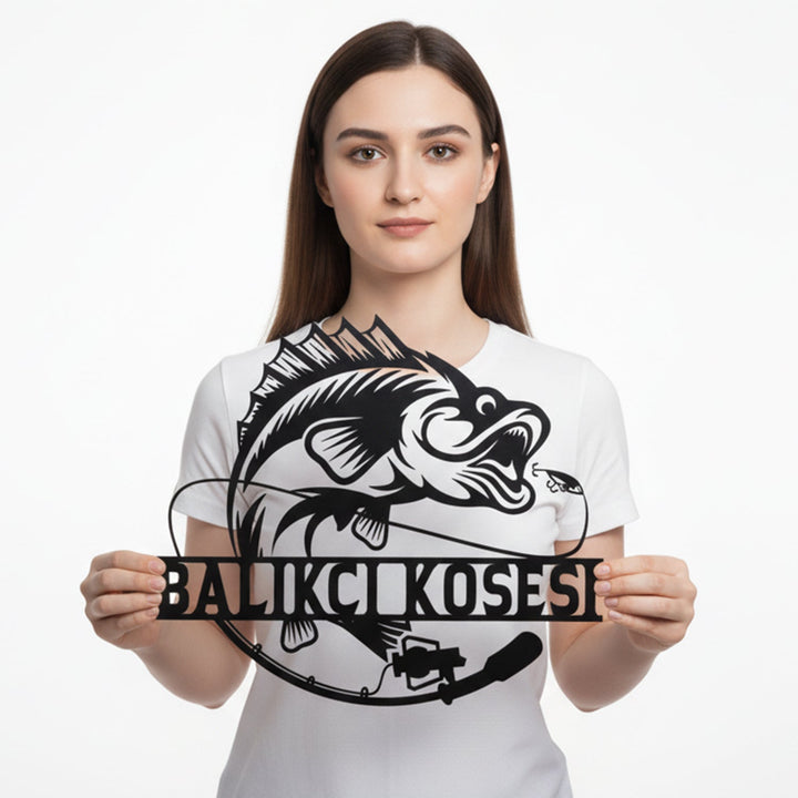 Kişiye Özel Balıkçı Temalı Metal İsimlik - morimora.com