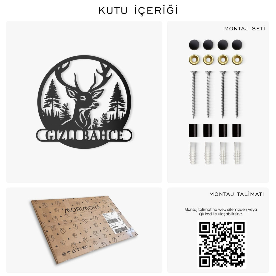Kişiye Özel Geyik Temalı Metal İsimlik - morimora.com
