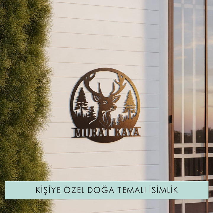 Kişiye Özel Geyik Temalı Metal İsimlik - morimora.com