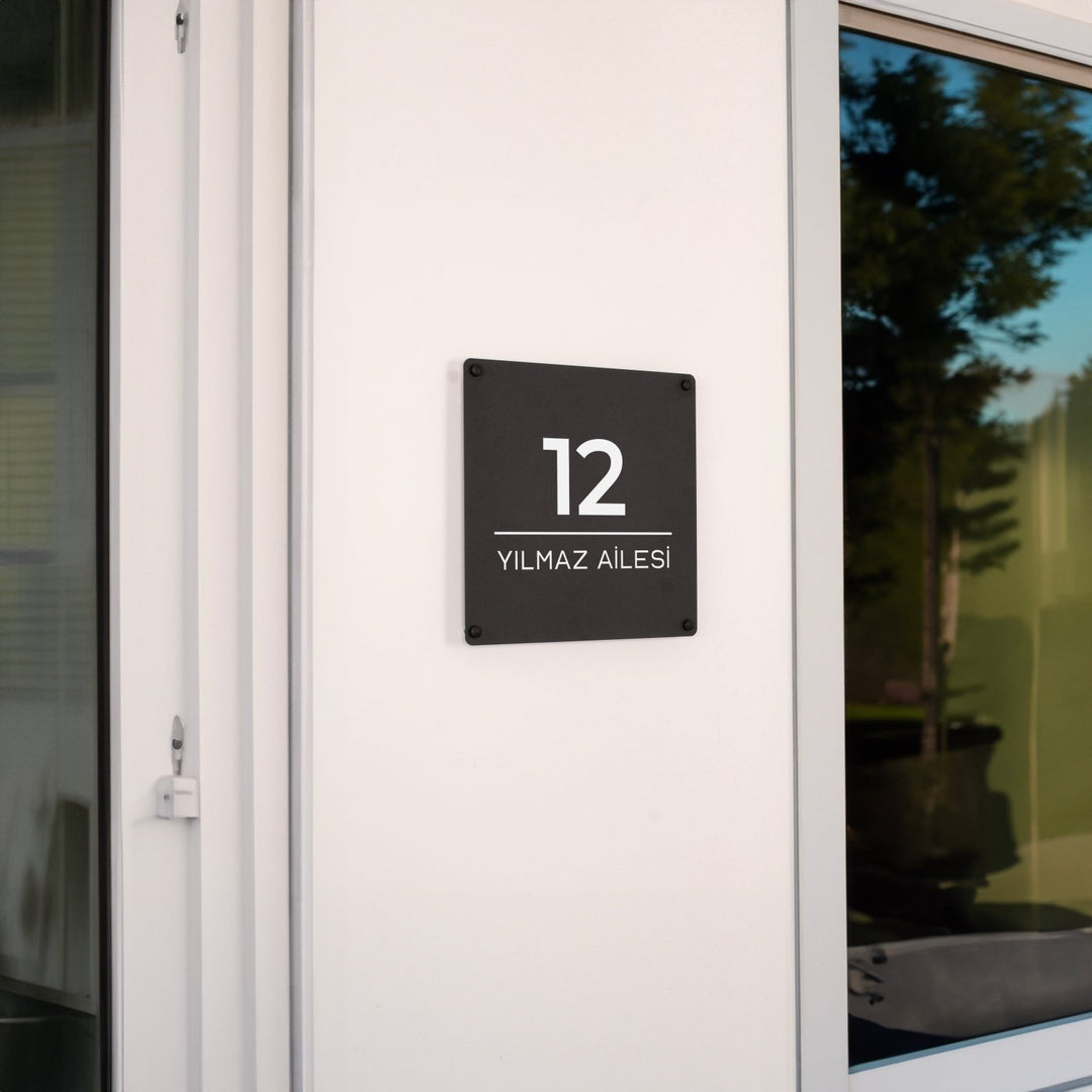 Kişiye Özel Kapı Numarası ve Aile İsmi Yazılı Metal Tabela - morimora.com