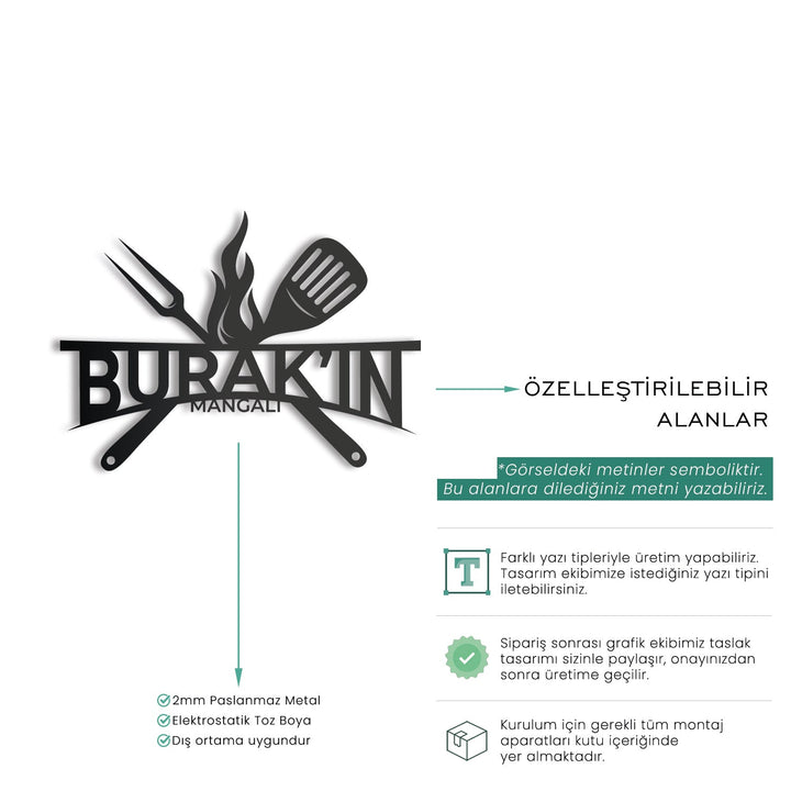 Kişiye Özel Metal Barbekü İsimliği - morimora.com