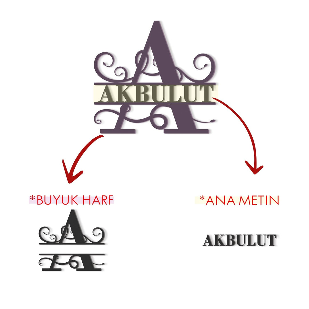 Kişiye Özel Metal Monogram İsimlik - morimora.com