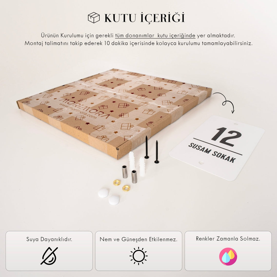 Kişiye Özel Minimalist Metal Adres Tabelası - morimora.com