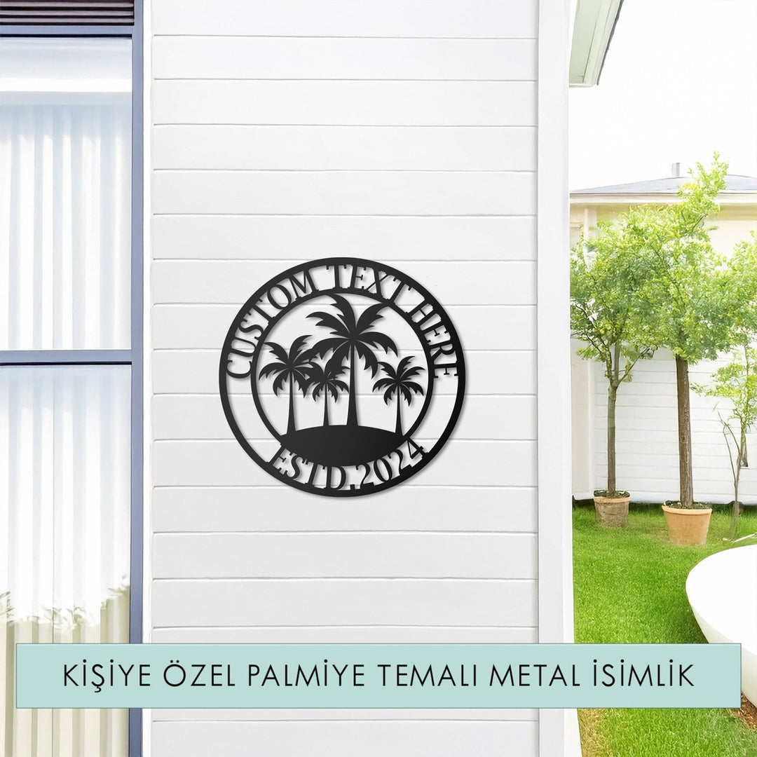 Kişiye Özel Tropikal Palmiye Temalı Metal İsimlik - morimora.com