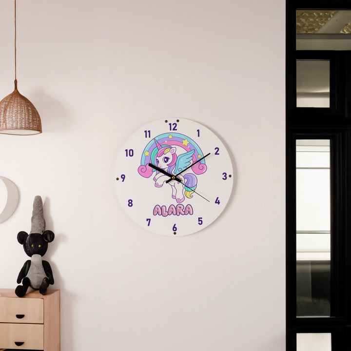 Kişiye Özel Unicorn Temalı Çocuk Odası Duvar Saati - morimora.com