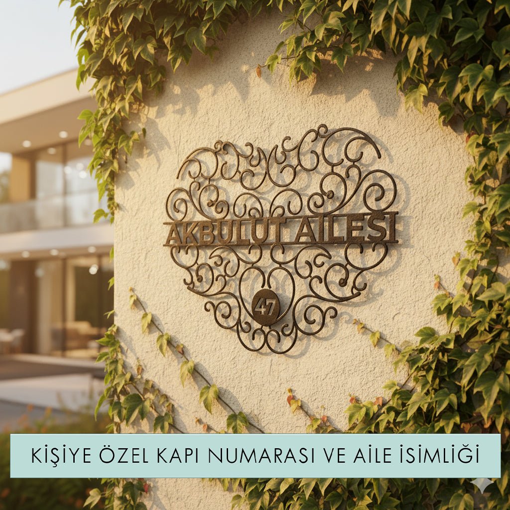 Kişiye Özel Vintage Lines Metal Aile İsimliği - morimora.com