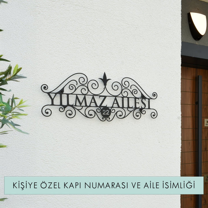 Kişiye Özel Vintage Lines Metal Kapı İsimliği - morimora.com