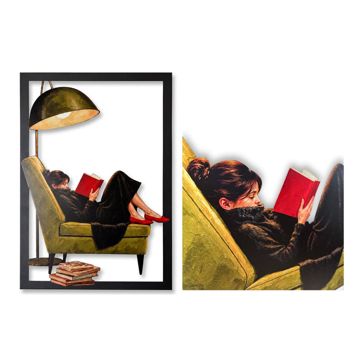 Kitap Okuyan Kadın Metal Tablo - morimora.com