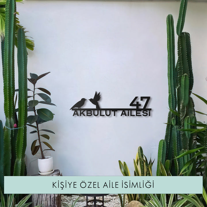 Kuş Figürlü Kişiselleştirilebilir Adres Tabelası
