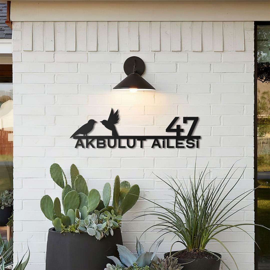 Kuş Figürlü Kişiselleştirilebilir Adres Tabelası