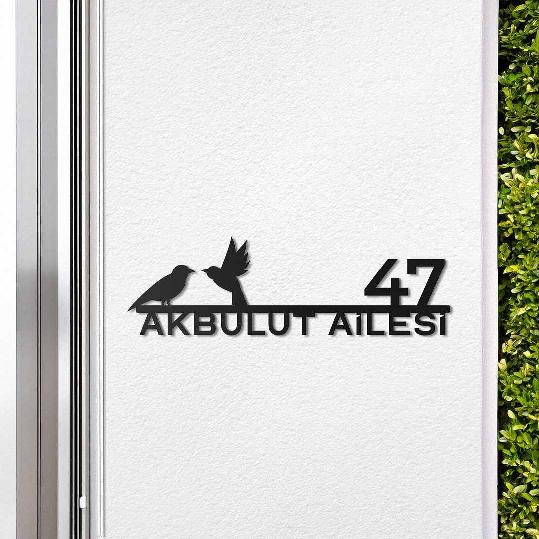 Kuş Figürlü Kişiselleştirilebilir Adres Tabelası