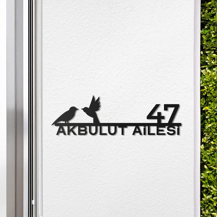 Kuş Figürlü Kişiselleştirilebilir Adres Tabelası