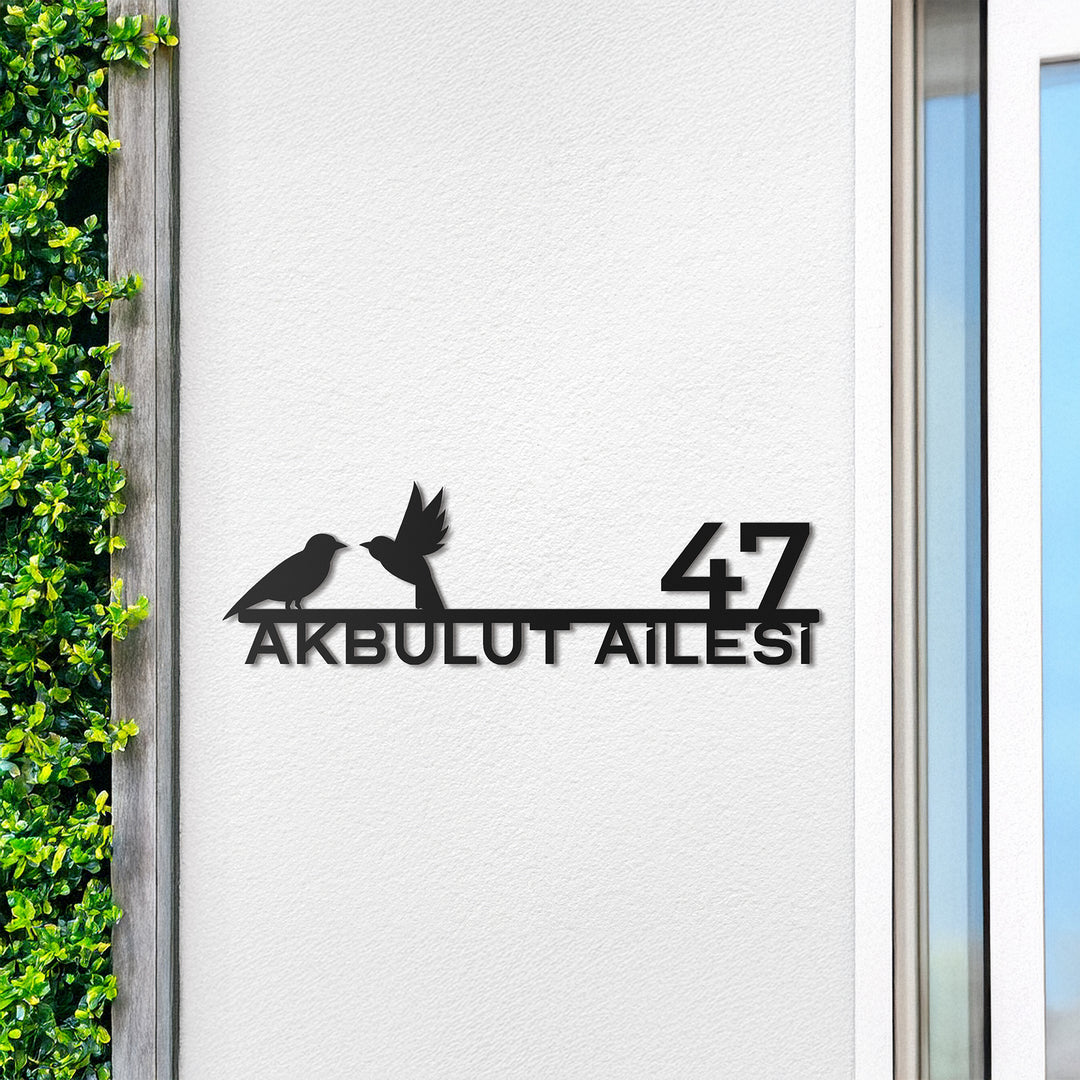 Kuş Figürlü Kişiselleştirilebilir Adres Tabelası