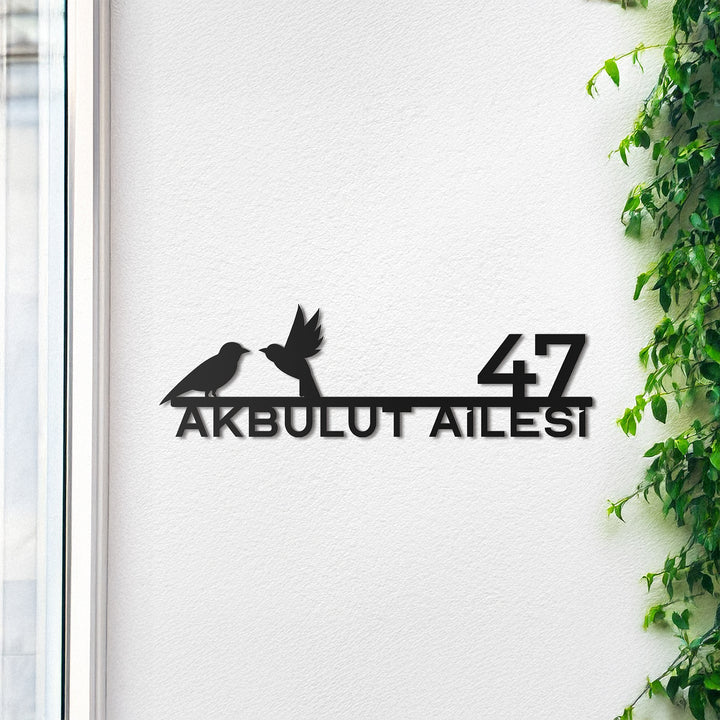 Kuş Figürlü Kişiselleştirilebilir Adres Tabelası