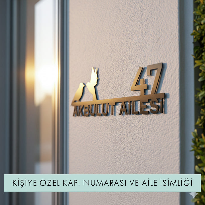 Kuş Figürlü Kişiselleştirilebilir Adres Tabelası