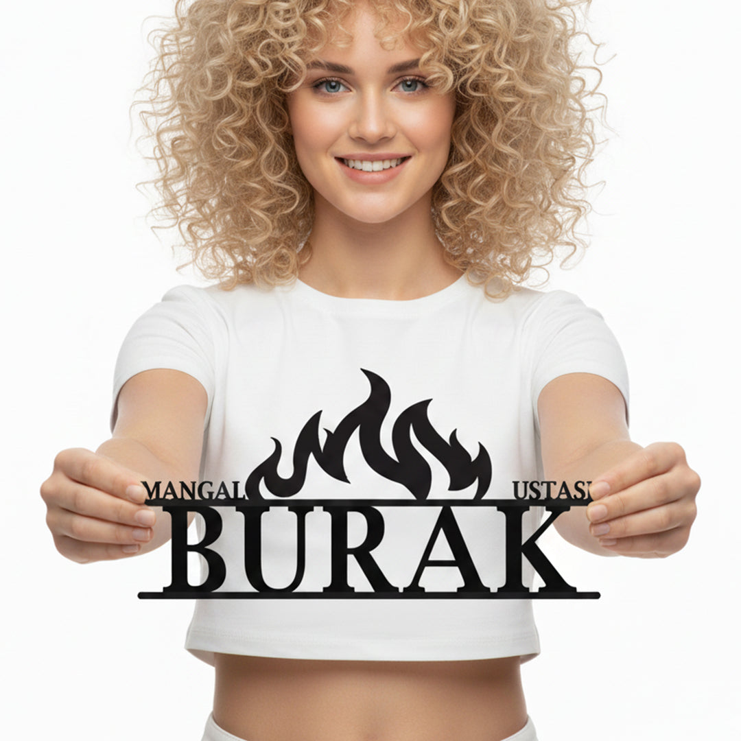 Kişiye Özel Ateş ve Barbekü Temalı Metal İsimlik