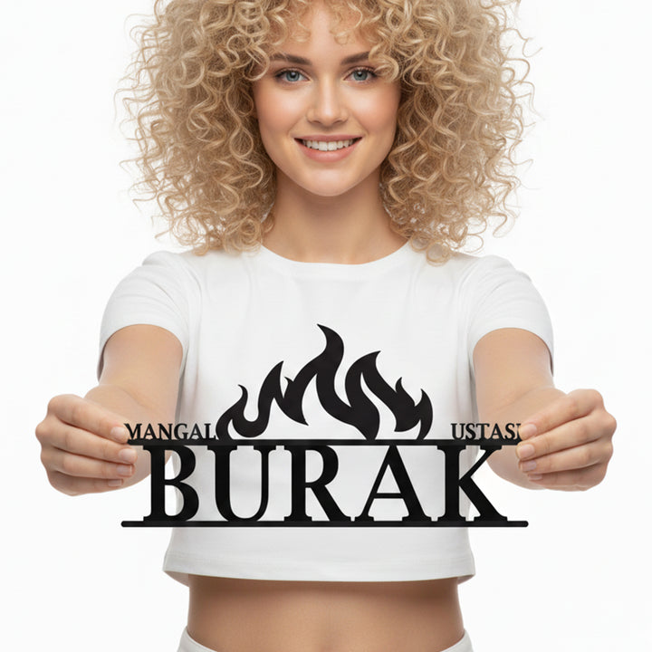 Kişiye Özel Ateş ve Barbekü Temalı Metal İsimlik