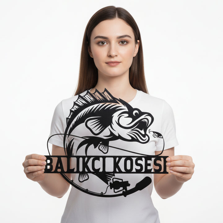 Kişiye Özel Balıkçı Temalı Metal İsimlik