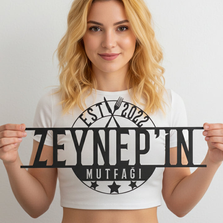 Kişiye Özel Metal Retro Mutfak İsimliği