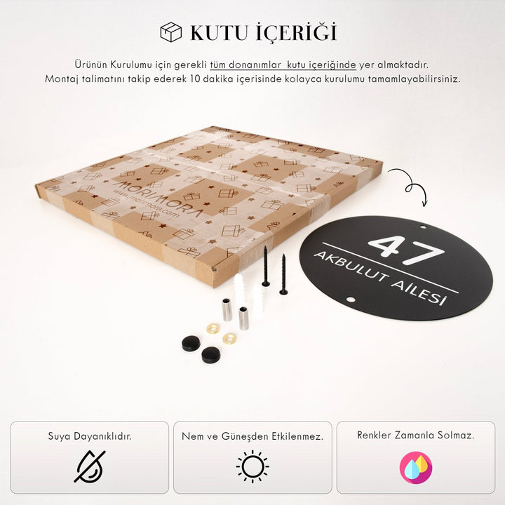 Modern Metal Daire Kapı Numarası Tabelası - morimora.com