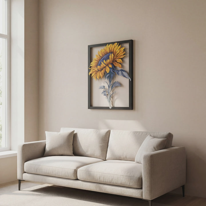 Ayçiçeği Temalı Renkli Metal Duvar Dekoru